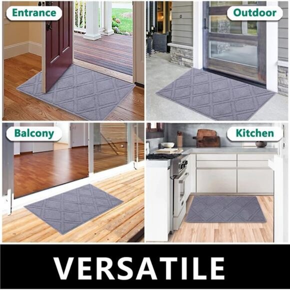 Indoor Doormat Front Door Mat Non Slip Rubber Backing Super Absorbent, 20"x 32" - Picture 4 of 7